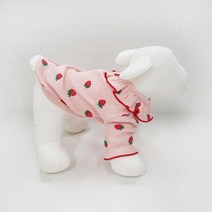 S~XL 핑크 신축성 딸기 프릴 골기 애견티 강아지옷추천 가족사진 커플룩 가을 멍스타그램 반려견선물 겨울
