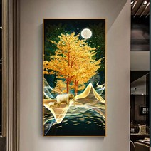 토성마켓 보석십자수 재물이 마구마구 들어오는 금전수 코끼리 풍경, 55X90cm