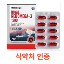 엔젯오리진 로얄 레드오메가3 1200 30캡슐 1개월분 EPA DHA 비타민 D 비타민 E 건강기능식품 남극크릴오일 뼈 건강 항산화 미국 직수입 제품 혈행 눈 건강 뇌 건강, 30캡슐x2개