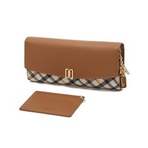 닥스 DAKS 브라운 체크 소가죽 선물용 여성 장지갑 DCWA1F421W2