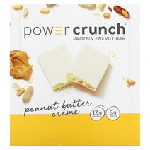 이지몰 BNRG POWER CRUNCH 프로틴 에너지 바 초콜릿 코코넛 12개 개당 40g(1.4oz) No.53724, 땅콩 버터 크림