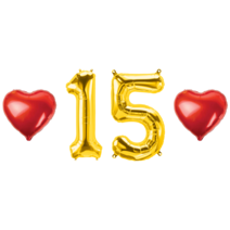 숫자 15 풍선 하트 세트 15살 15세 15주년 15회 결혼 기념 기념일 생일 축하 이벤트 파티용품, 02.골드-소-15
