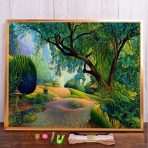 풍경 만화 자연 나무 크로스 스티치 DIY 자수 완료 키트 공예 바느질 수공예 수제 쥬얼리 카운트 치실, 90.HMA96943 - 80x100cm - 14CT
