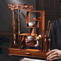 서예 붓홀더 붓걸이 붓거치대 용품 원목 필방 동양화 나무 붓걸이대, 브라운