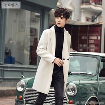 뉴타임즈 가을겨울 남성 트렌치코트 슬림핏 모직 코트 한국 스타일 멋스러운 트위드 295번 WG Z