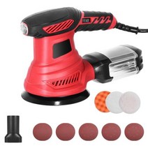 자동차광택기 300W 무작위 궤도 샌더 6 가변 속도 13000OPM 20Pcs 사포 효율적인 강력한 먼지 수집, Red+EU