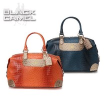 블랙캐멀 여성 타조가죽무늬 보스턴백 - BC-102W-BB, 오렌지