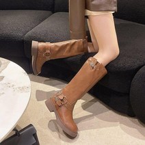 바이커부츠 버클 미들 여성 레더 부츠