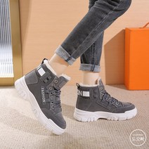 도오빠 여성 하이탑 워커 운동화 퍼안감 키높이 5cm 기모 부츠 스웨이드 발편한 겨울 털 캐주얼 패션 여자털단화