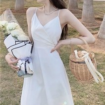 [레티고] 여성 X자 뒷트임 리본 롱 원피스
