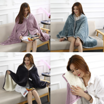 양털망토담요/극세사담요/양털담요/망토담요/똑딱이담요/항공블랭킷/낮잠이불/캠핑담요/사무실담요/입는담요/케이프, 양털망토/파스텔블루