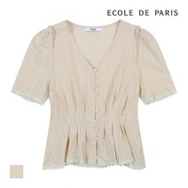 [에꼴드파리] 콩단추 브이넥 반팔 블라우스_ZB06WBB060Z