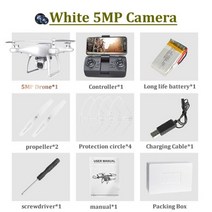 드론 RC UAV 항공 사진 4K HD 픽셀 카메라 원격 제어 4 축 Quadcopter 항공기 긴 수명 비행 완구, [04] 5MP Camera White