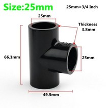파이프 pvc관 pe이중벽관 두꺼운 검정색 UPVC 커넥터 2 ~ 20 개 20 25mm 수족관 액세서리 물고기 탱크 조인트 정원 관개 피팅 물 조인트118614, 20PCS Black_25mm Tee Ways