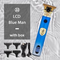 바리깡 이발기 미용실바리깡 헤어 커팅 머신 t9 남성용 빈티지 헤어 트리머 이발사 전문 usb 충전식 전기 수염 면도기 0.1mm, LCD 블루 맨