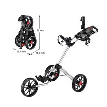 골프 캐디 카트 정품 푸시카트 경량 Caddytek 골프장카트 접이식 반자동 컴팩트, 실버