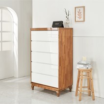 미가엘UV하이그로시도장 칸칸이 5단 서랍장 광폭수납장, 엘다화이트