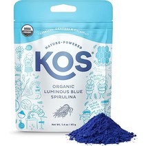 KOS 유기농 블루 스피루리나 파우더 - 천연 식용 색소 바이브런트 블루 피코시아닌 - 식물 기반 USDA 유기농 GMO 프리 글루텐 프리 39.7g(1.4온스) 27, Unflavored