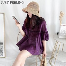 JUST FEEL!NG 여름신상 소프트 시원한 A라인 캐주얼 셔츠 블라우스 여성 상의