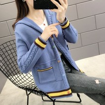 박시 니트가디건 여성 봄가을 계절 그물 레드 코트 상의 스윗 스웨터박스 핏아우터 3890168859, M, 블루