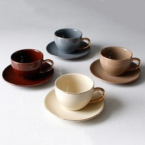 바보사랑 Ecrins 24K골드 노블 도자기 커피잔 1인세트 4color.베가, 카키브라운