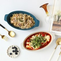 미틈달인연 1+1 5컬러 분식집 치즈 화이트 그라탕 떡볶이 파스타 스파게티 접시 그릇 플레이트, 블랙(2p)