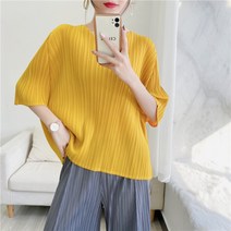 백화점 퀄리티 여성옷 플리츠 주름옷 칠부 블라우스 가오리핏 프리사이즈