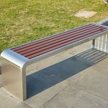 스테인레스 스틸 공원 의자 야외 벤치 부식 방지 플라스틱 나무 철 좌석 커뮤니티 정원 레저, [08] 그레이 프레임 150X40X45cm