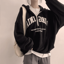 교복 스쿨룩 스카 츄리닝 아노락 반집업 버지니아 후드티-3color