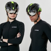 [디스트로] 인몰드 고글장착 에어로 자전거헬멧+미러고글, 04.그린블랙(유광)