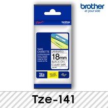 브라더라벨테이프 정품, 1EA, TZe-141(투명/검정)18mm