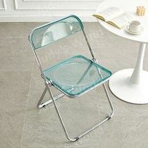 아크릴 투명 카페인테리어의자 철제 폴딩 접이식 모던 북유럽 카르텔 식당의자 경량 이케아, 민트