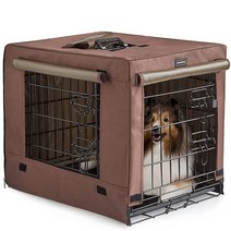DONORO 소형견 실내용 반려견 크레이트 및 반려묘용 양문 켄넬 집 크레이트 커버 접이식 금속 컨투어 케이지