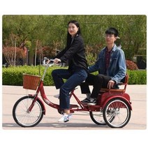 삼륜 어른노인용 성인용세발자전거 중장년 삼륜차 인력거 노인 스쿠터 2인승 시니어 아이, 04 샴페인골드 18인치 40소두 사은품