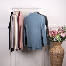 아코니트 나뭇잎 패턴 세로골지 반목 니트티 (10 color)