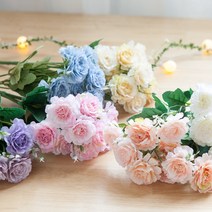 큐티 다알리아 부쉬 33cm 조화 성묘 산소 납골당 묘소 장식 꽃 FAIAFT, 피치