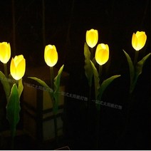 [해외직구] 정원데코 태양광충전 튤립 장미 LED조화 야외조명 캠핑 펜션 전원주택 잔디조명 조경인테리어 정원인테리어 정원꾸미기 베란다꾸미기 조경데코 정원소품, 빨강튤립8송이