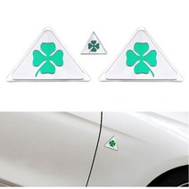브레이크 디스크 Alfa romeo 용 3pcs 녹색 네잎 클로버 로고 데칼 147 156 166 159 giulietta giulia 스파이더 카 사이드 펜더 바디 배지, 없음