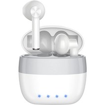 블루투스 이어폰 귓속 스테레오 마이크가 들어가는 블루투스 이어폰 무선 이어폰 USB-C 급속 충전 무선 스포츠 이어폰 iOS 안드로이드 스마트폰 PC 터치 적용, 흰색
