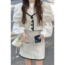 옷장체인지 빅사이즈 여성 하객룩 3피스 상하세트 블라우스 뷔스티에나시 미니스커트 세트룩 모녀커플룩
