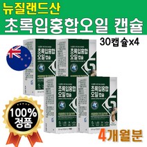 뉴질랜드 초록입홍합오일 4개월분 120캡슐 4박스 초록잎홍합 성분 초롱이홍합 푸른홍합 초록빛홍합 초롱잎홍합 청홍합 푸른입홍합오일 GREENMUSSELOIL 초록입홍합추출오일