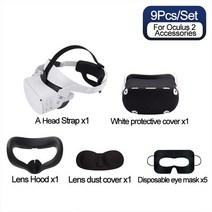 VR VR기기VR 핸들 그립 쉘 커버 Oculus Quest 2 용 보호 케이스 헤드 스트랩 액세서리 보관 백, 08 9PCS-Black cover