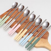 [일오삼유통] 주방잡화 스텐저분 깔끔한젓가락 고급젓가락 외국인선물 부부수저세트, 혹★ 스텐 수저 젓가락 세트 신혼부부 선물 어른 이쁜, 혹★ 베이비블루, 베이비블루