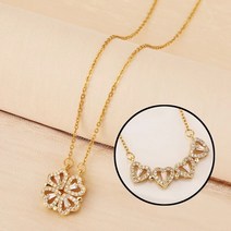 명패디자인 크리 에이 티브 마그네틱 접는 하트 모양의 네잎 클로버 목걸이 새로운 쥬얼리 특이한 파티 2939075130, gold color