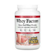 내추럴팩터스 Grass Fed 웨이 프로틴 유청 단백질 딸기 907g 락토페린 알부민 락토 글로불린 페닐 알라닌 루신 글라이신 트레오닌 트립토판 히스티딘 아스파르트산 티로신, 907g(2lb), 1개