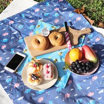 더해피 유아동 방수 식판매트 어린이집/소풍/깔개, 방수코팅식판매트_꿀벌(민트)