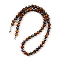염주목걸이 묵주목걸이 2022 패션 라운드 남자 목걸이 간단한 클래식 수제 6mm 적철광 용암 돌 구슬 목걸이 남자 보석 선물