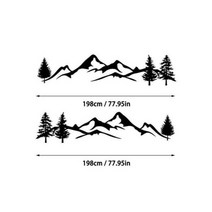소형카라반 뜨거운 판매 150cm RV 스티커 트리 데칼 산악 장면 자동차 숲 비닐 그래픽 키트 캠핑 트레일러 액세서리 156554, 2pc Black 198x40CM