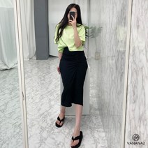 스타일자키 꾸안꾸룩! 캐주얼 셔링 포인트 미디 스커트