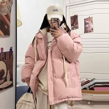 제이에프앤씨 남녀공용 파스텔 오버핏 후드 숏패딩 점퍼 사이즈